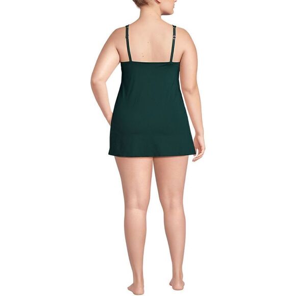 Land's End plus size power mesh one piece swimsuit dress adjustable balsam Var - Picture 3 of 8